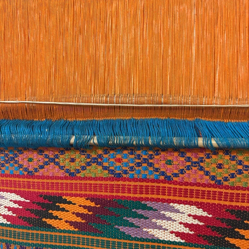 South American Handcrafted Multicolor Woven Wall Hanging 50 x 16.Lovely!